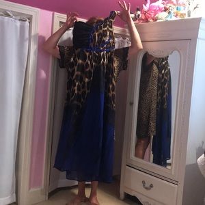 NWT LEOPARD ONE SHOULDER DRESS SIZE XL MAXI DRESS